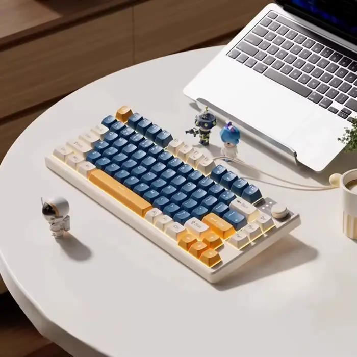 Clavier de jeu filaire 75% mécanique, hot-swap, avec bouton multimédia, touches ABS, rétroéclairage 