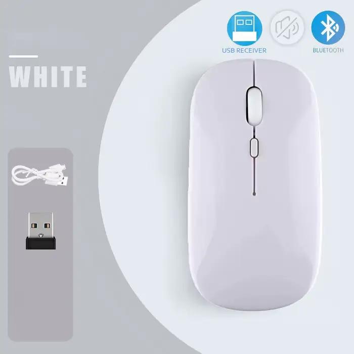 Souris sans fil Bluetooth 5.0 pour tablette et ordinateur portable, Ultra fine, rechargeable, 2.4GHz