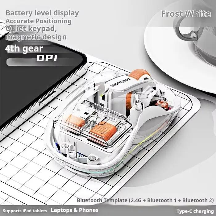 Souris sans fil Bluetooth Fmouse M333, transparente, tri-mode, silencieuse, rechargeable, universell
