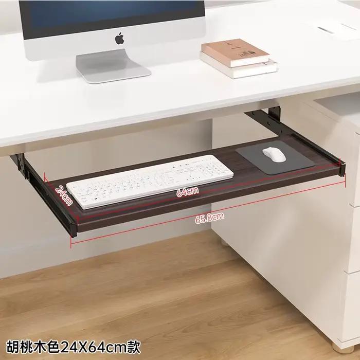 Plateau de clavier en bois sous le bureau avec rail coulissant, plateforme pour souris, hauteur régl