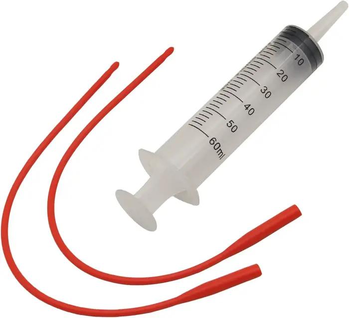 Seringue d'alimentation pour agneaux avec 2 tubes rouges de 60 ml, seringue réutilisable pour agneau
