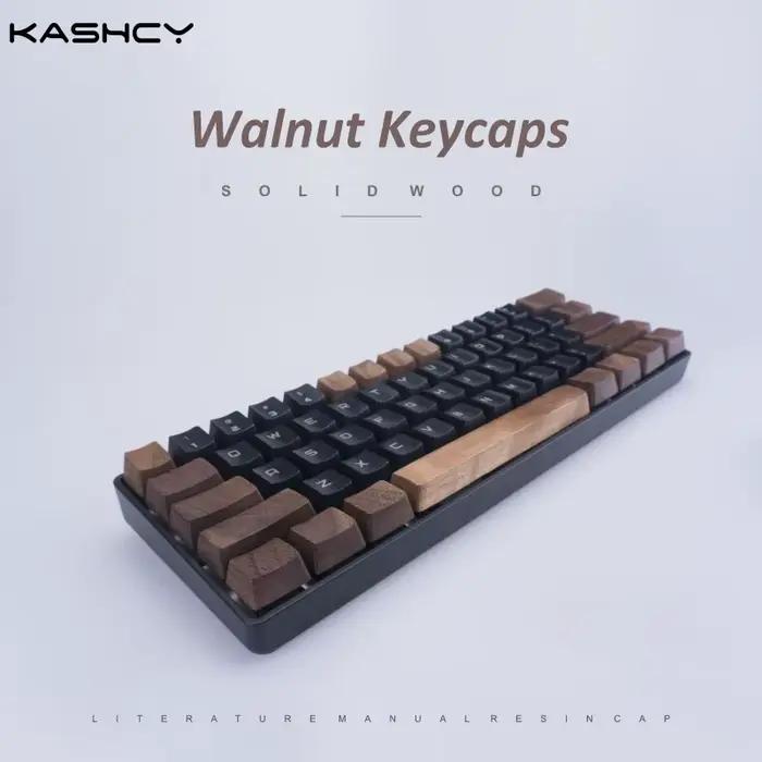 Capuchons de touches en bois Kashcy pour clavier mécanique, en noyer massif, barre d'espace, Esc, Ch