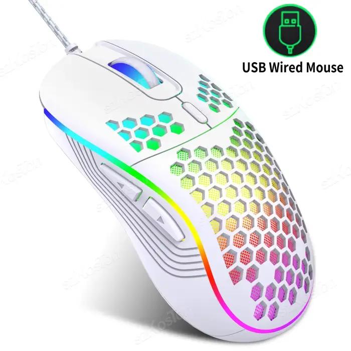 Souris de jeu filaire rvb, conception ergonomique, 6 niveaux réglables, 7200DPI, avec rétro-éclairag