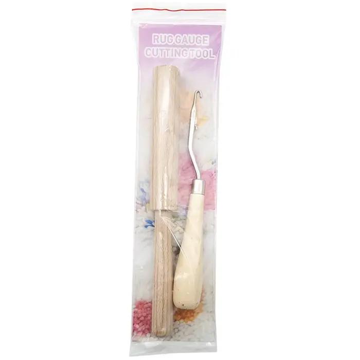 Kit de crochets de loquet pour fil de tapis, bricolage, crochet de Crochet, manche en bois, outil de