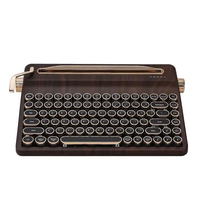 Clavier mécanique YUNZII QL75 bois QMK/VIA, clavier mécanique sans fil rvb de Style rétro, Mac/Win p