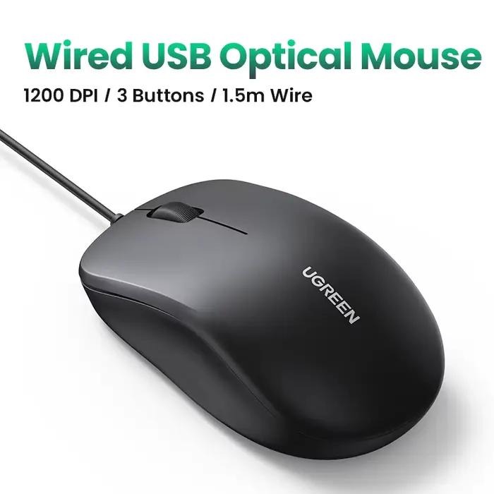 UGREEN-Souris filaire USB avec design ergonomique, 1200 ug I, 3 boutons, lapmédication et PC