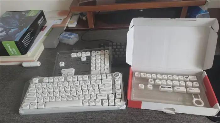 Kit clavier gaming HPD V2 avec support séparé, clavier incurvé filaire, pavé tactile, trackball, bou