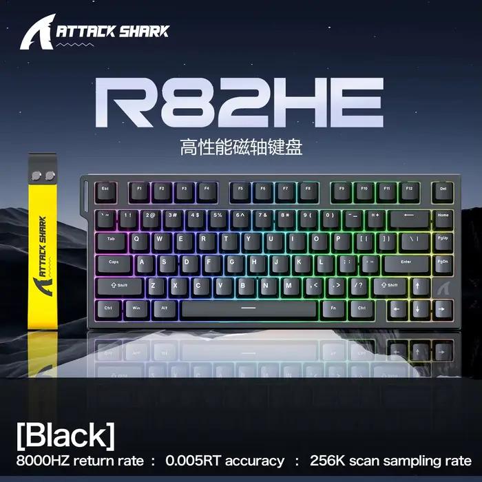 ATTACK SHARK R82 HE 75% clavier magnétique 8000Hz taux de polissage 0.005mm déclencheur rapide 0.08m