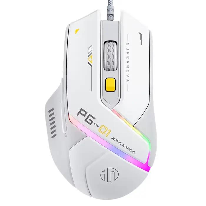Souris de jeu filaire USB INPHIC PG1 avec rétroéclairage RVB, boutons macro programmables, ergonomiq