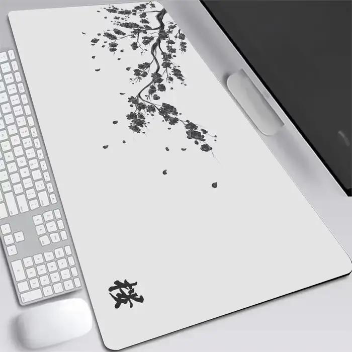 Japon cerisier fleur tapis de souris XXL gris ordinateurs portables tapis de bureau de jeu Sakura ta