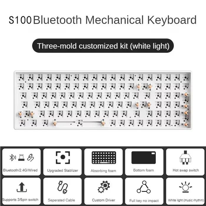 (lumière blanche) clavier mécanique S100 à trois modes Barebone 100 touches 98% disposition clavier 