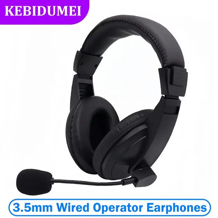 Écouteurs filaires de 3.5mm, casque d'opérateur avec micro, réduction du bruit, bandeau réglable pou