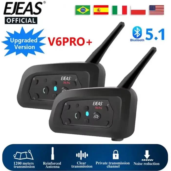 EJEAS 1/2 pièces Type C V6 Pro Moto Interphone Bluetooth casque casque Moto Interphone talkie-walkie