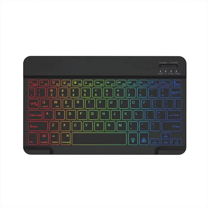 Clavier Bluetooth sans fil 7 couleurs rétroéclairé, pour tablette, ordinateur portable, Rechargeable