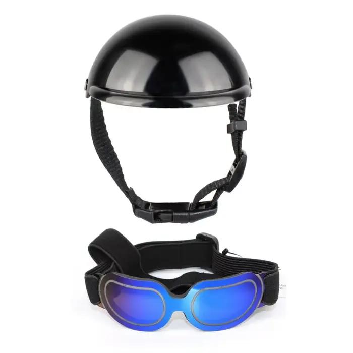 Casque pour chien avec trou d'oreille casque + lunettes soleil casquette pour chien chapeau rigide p