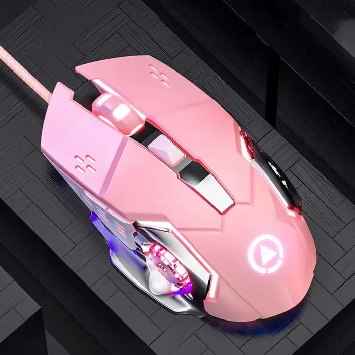 Souris filaire lumineuse colorée, souris USB éclairée à 7 couleurs, mécanique avec son, accessoires 