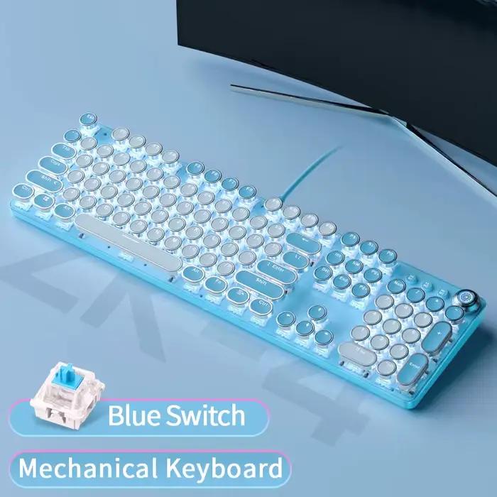 Clavier mécanique pleine grandeur à 104 touches avec interrupteurs bleus, conception ergonomique, An