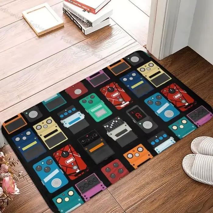 ​ Tapis de rythme VIKAMA Rockstar – Flanelle en peluche avec graphiques de pédale de guitare, tapis 