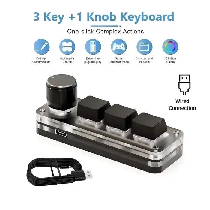 2.4G 3 touches personnaliser clavier Bluetooth bouton Macro copier coller touche de raccourci e-spor