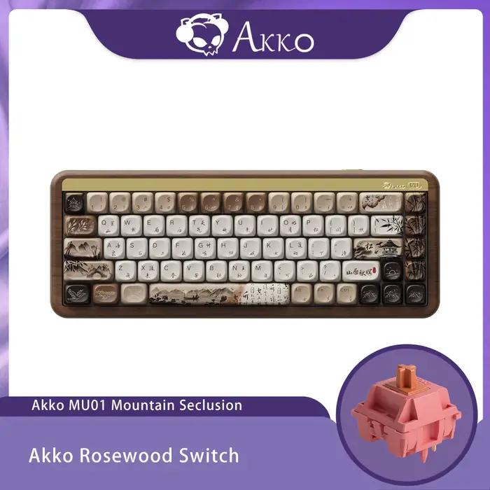 Akko MU01 ANSI/MU02 ISOMountain Seclusion clavier mécanique en bois échange à chaud BT 5.0 2.4G sans