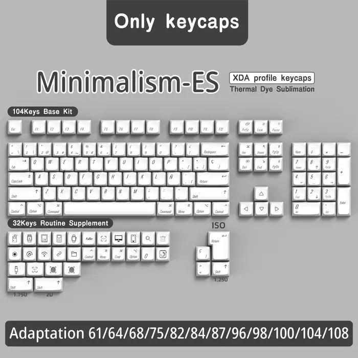 Capuchons de touches de clavier espagnol, 136/140 touches, disposition ISO Alice, profil XDA, PBT ES