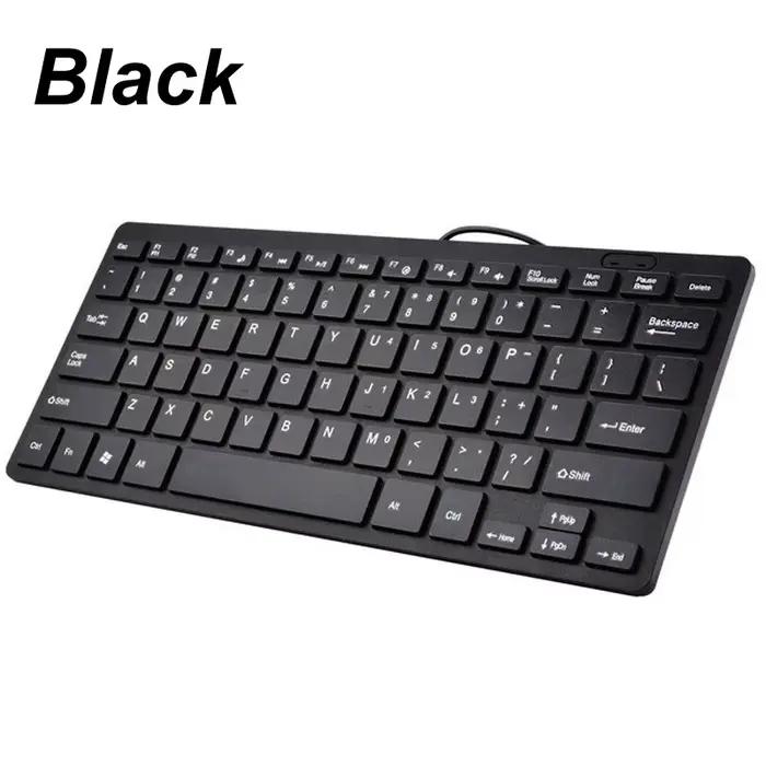 Ultra-mince silencieux petite taille 78 touches clavier filaire Mini clavier multimédia USB pour ord