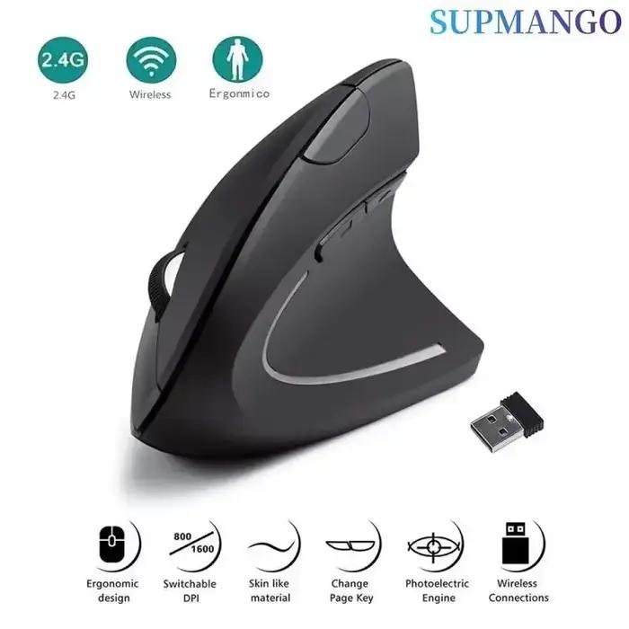 Souris Verticale Ergonomique Sans Fil, 2.4GHz, 3 Réglables, Ug I 800/1200/1600, 6 lèvent pour Ordina