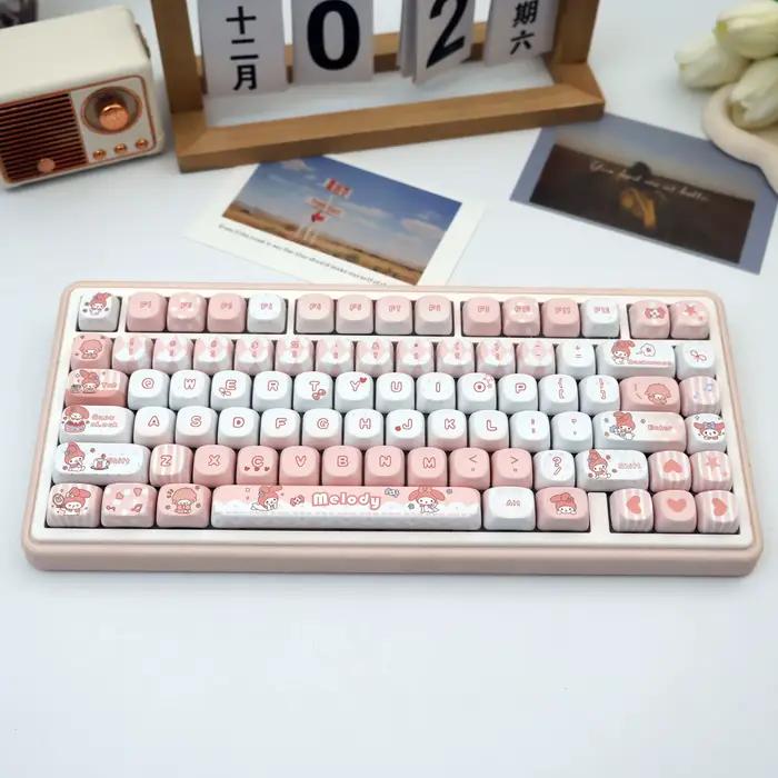 136 touches My Melody PBT Keycaps MOA Dye-Sub MX Ensemble de clavier mécanique pour 61/64/68/87/96/1