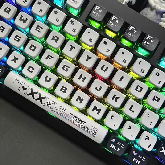 Pudding MDA Keycaps PBT 122 touches translucide binaire Anime adapté aux claviers mécaniques 60/80/87/98/104/108