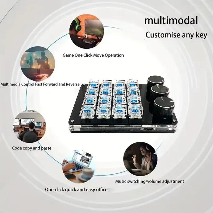 Mini clavier personnalisable avec 3 boutons rotatifs + 16 touches