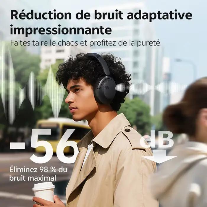 Casque supra-auriculaire QCY H3S sans fil ANC adaptatif LDAC haute résolution pour musique, jeu, travail et détente