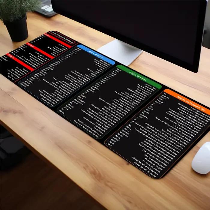 Grand tapis de souris à motif de raccourcis Excel espagnol