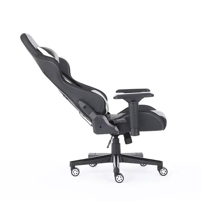 Chaise de jeu ergonomique en cuir PU noir pour bureau et gaming