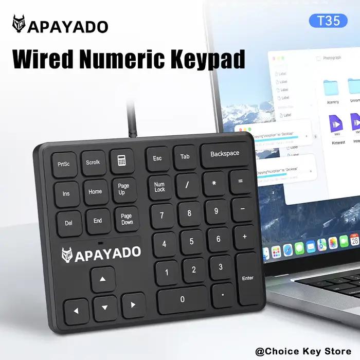 Clavier numérique filaire 34 touches USB T35 avec touches fléchées