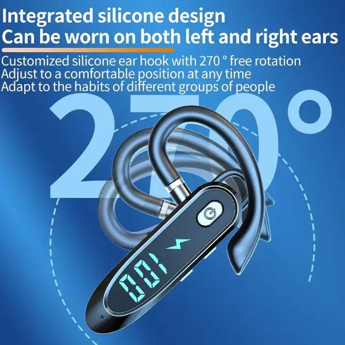 Bluetooth 6.0 écouteur crochet d'oreille casque 270 degrés Rotation LED affichage HIFI stéréo réduction du bruit