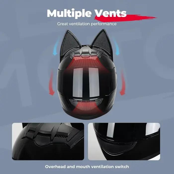 Casque de moto à oreilles de chat pour femmes