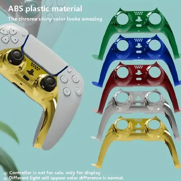 1 pièce Coque de manette de remplacement chromée noire brillante DIY pour PS5