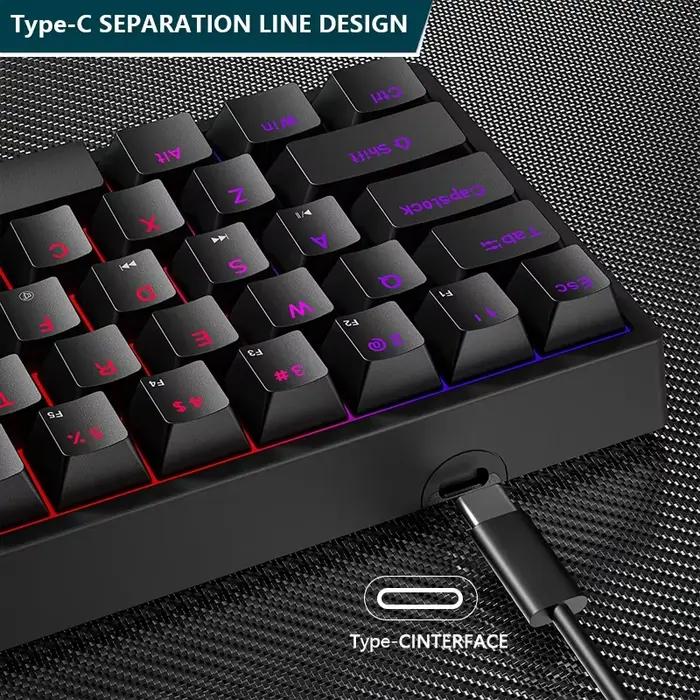 K620 Mini clavier mécanique de jeu 61 touches rvb Hotswap type-c