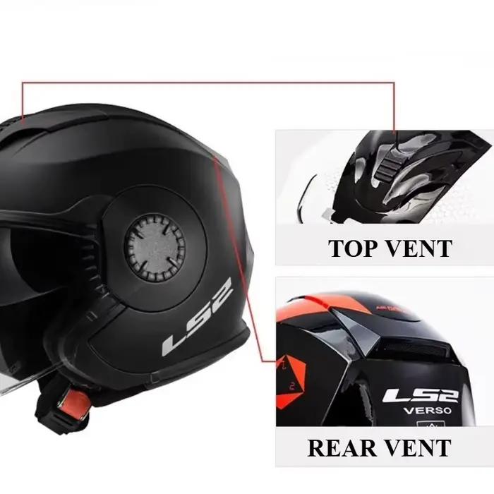 Casque moto rétro demi-coque LS2 VERSO OF570 à double visière – Casque LS2 570 Capacete M L pour homme, scooter, moto