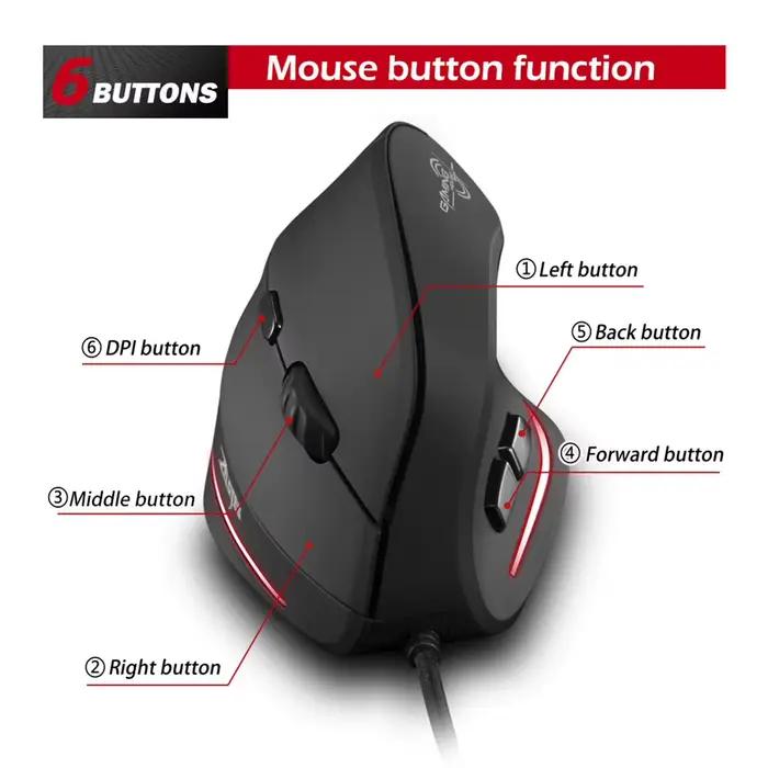 Souris ergonomique filaire verticale silencieuse rechargeable ZELOTES T20 pour ordinateur portable