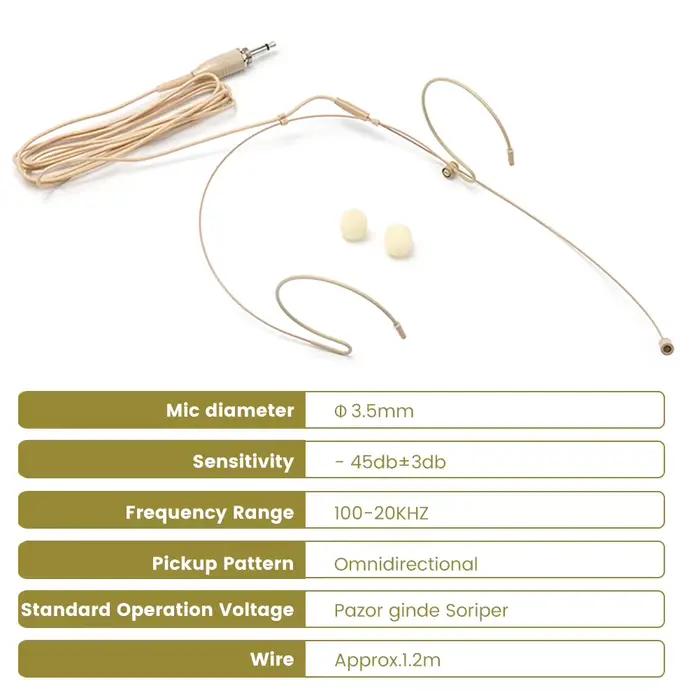 Microphone de casque à double crochet d'oreille pour systèmes sans fil Shure