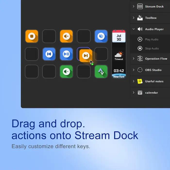 Clavier macro MiraBox 293S Stream Deck – 15 touches LCD personnalisables pour OBS