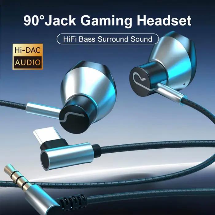 90 ° Casque de jeu filaire Jack Type C