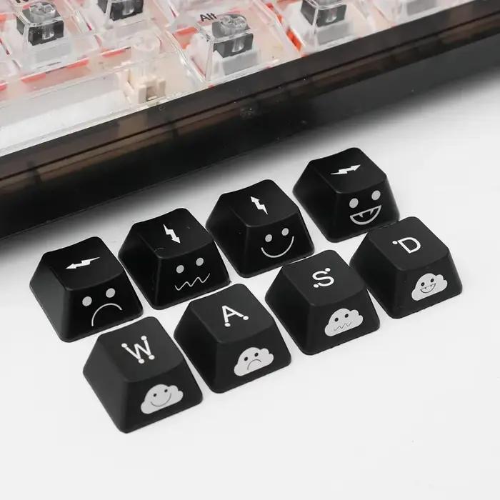 Capuchons de touches Emo mignons design emoji personnalisables pour clavier mécanique rétroéclairage compatible avec WASD et touches de direction occasions spéciales