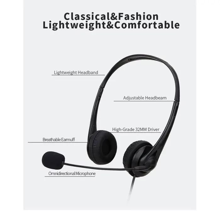 3.5mm/USB casque d'ordinateur avec Microphone antibruit chat réseau enseignement vidéoconférence stéréo filaire