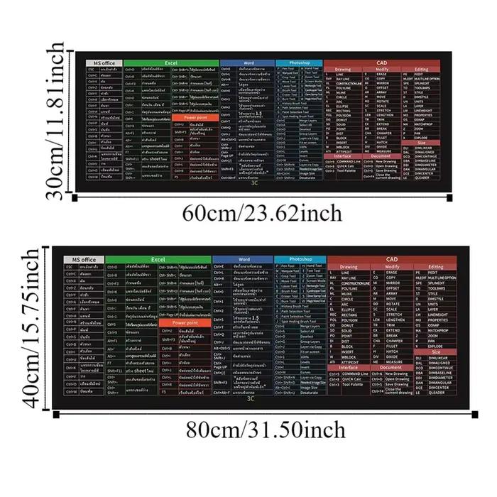 Tapis de souris gaming silicium avec raccourcis clavier étendu pour joueurs et professionnels, occasion spéciale pour gamer et développeur