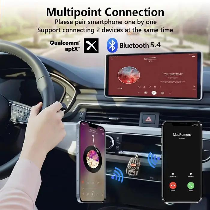 Émetteur-récepteur Bluetooth 5.4 3.5mm Aux 2-en-1 Adaptateur audio sans fil pour TV Casque Radio de voiture Vol Lecteur MP3 Haut-parleur
