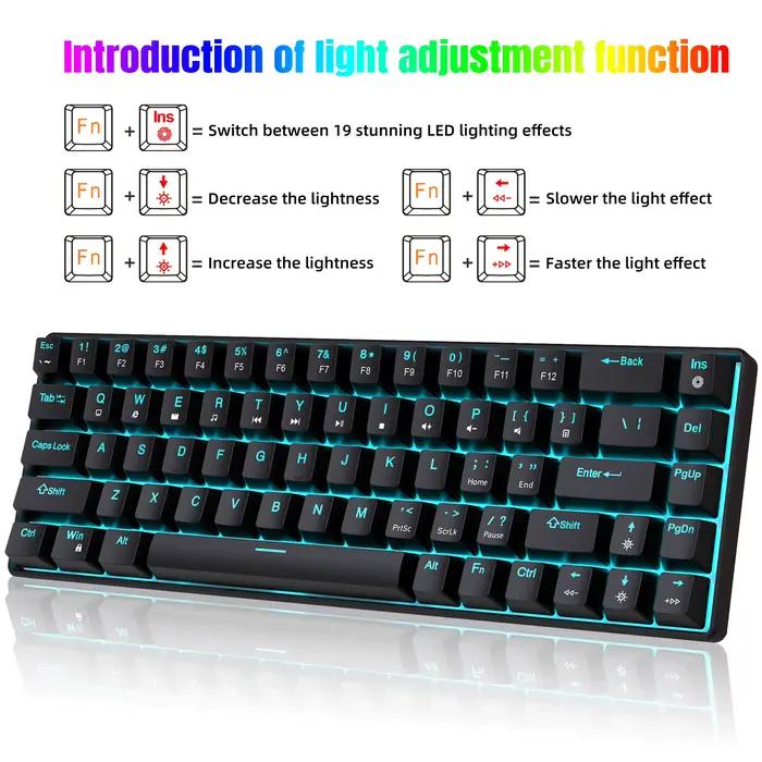Clavier mécanique rétroéclairé à 68 touches