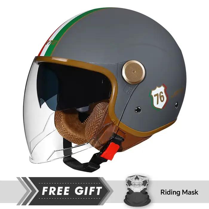 Casque Jet rétro Daul lentille DOT casques de Moto visage ouvert hommes femmes 3/4 demi-casque ouvert accessoires de Moto Cascos Para Motos
