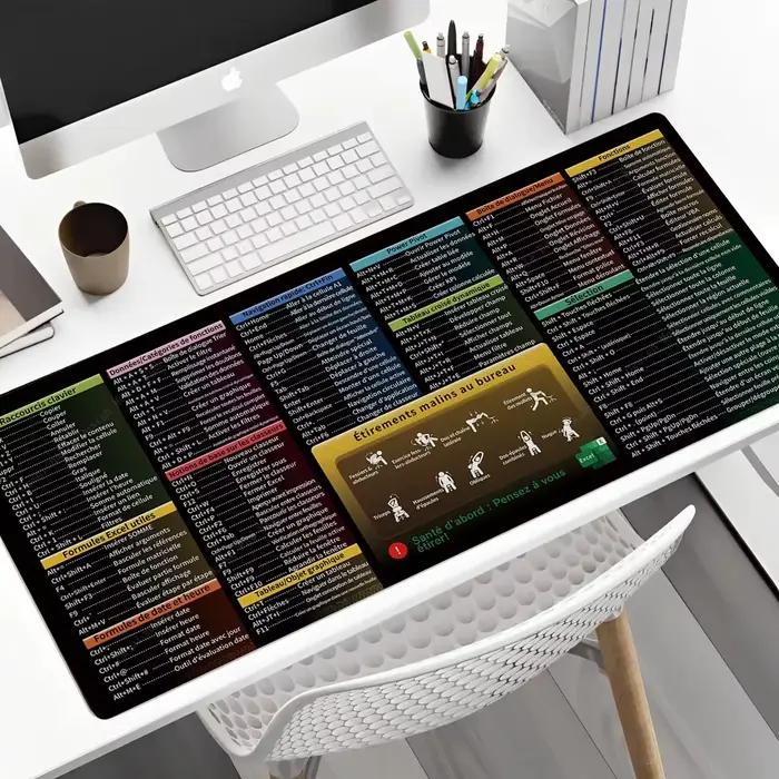 Tapis de Souris en Cuir avec Raccourcis Excel Français pour Clavier